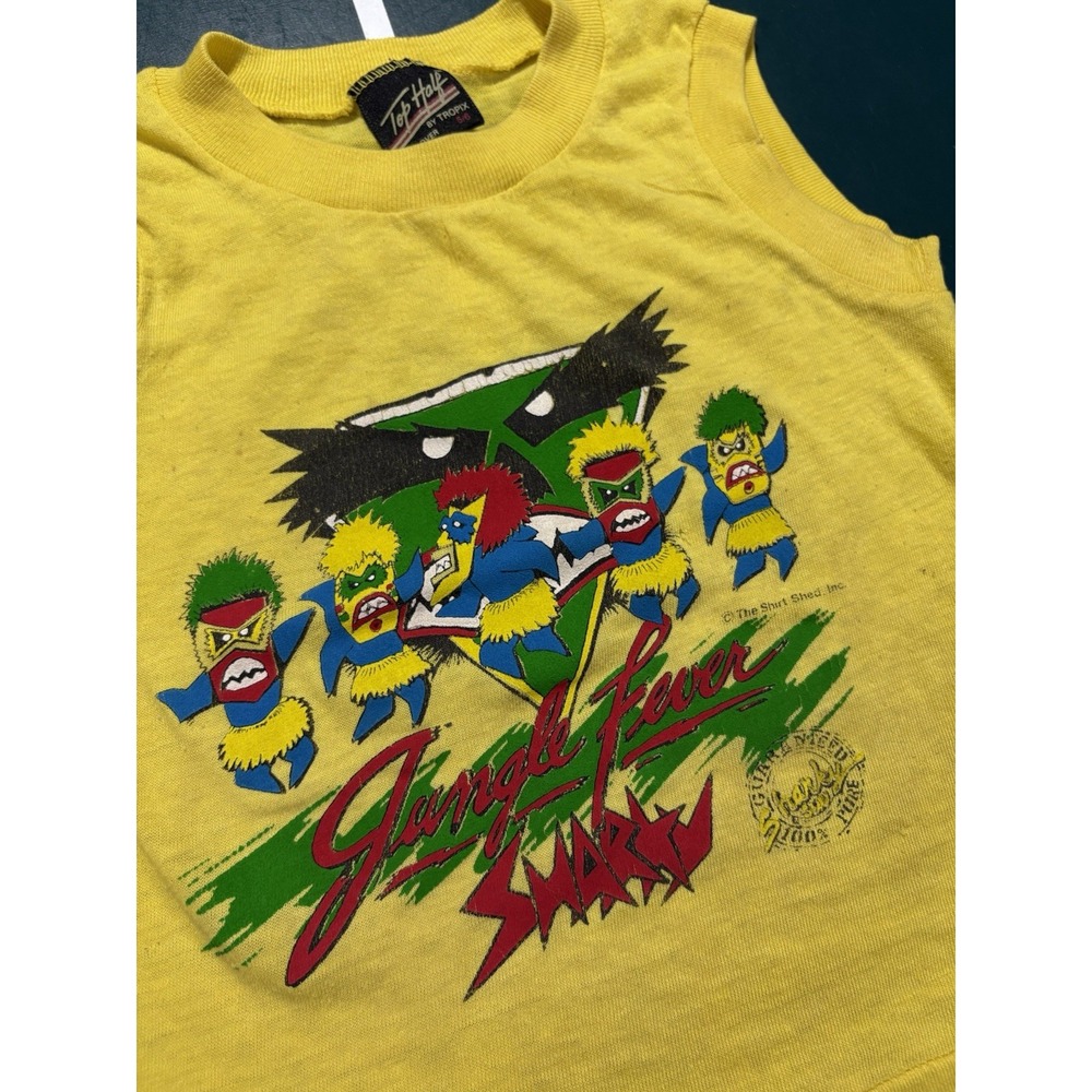 Vintage 70s 80s Tank Top T Shirt Surf Beach Shark Tribal Kids Youth Boys 5/6 Old - Picture 2 of 9